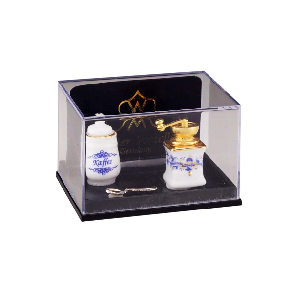 Picture of Coffee Grinder and Storage Box - Blue Onion Gold Design